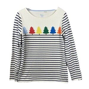 Boden Breton Stripe Long Sleeve Rainbow Tree T-Shirt Top US 8 UK 12